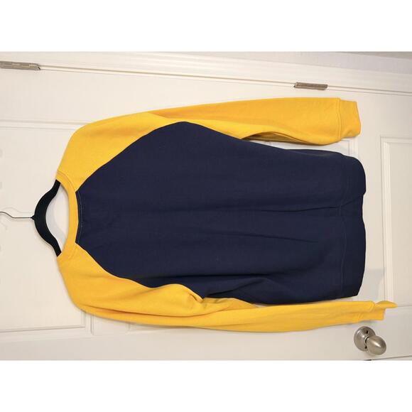 Forever 21 Men's Navy and Yellow Colorblock Sweatshirt - Picture 5 of 5